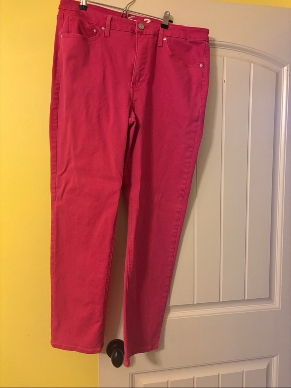 Seven7 Women's Bright Pink Straight Leg Jeans